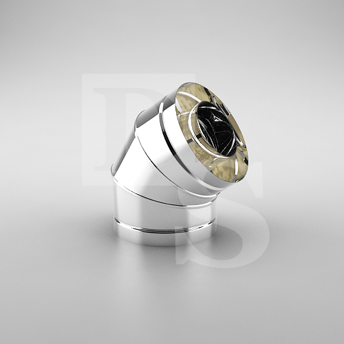 Сендвич колено 45 гр. D110/210, S=1/0,6 mm. Балтвент (Элемент дымоходной системы, для печей, каминов)