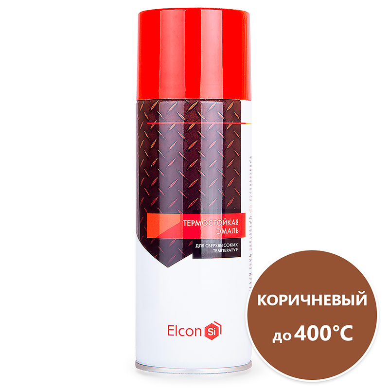 Краска аэрозольная, термостойкая Elcon, цвет коричневый, 0,27 кг., 400+