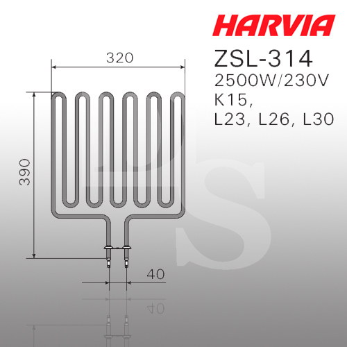 Тэн для печей Harvia ZSL-314 2500 Вт/230 В (Оригинал)